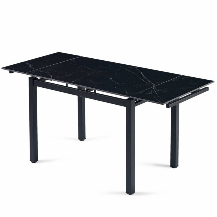 Wrought Studio Black Ceramic Modern Rectangular Expandable Dining